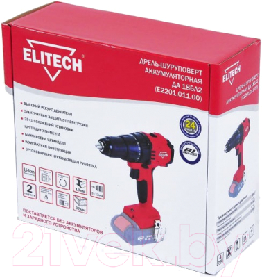 Аккумуляторная дрель-шуруповерт Elitech ДА 18БЛ2 (E2201.011.00)