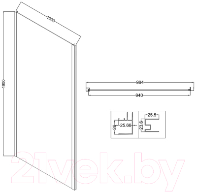 Душевая стенка Niagara NG-A100B-34 100x195
