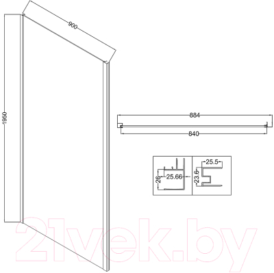 Душевая стенка Niagara NG-A90-34 90x195