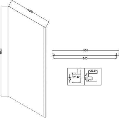 Душевая стенка Niagara NG-TB100-34 100x195