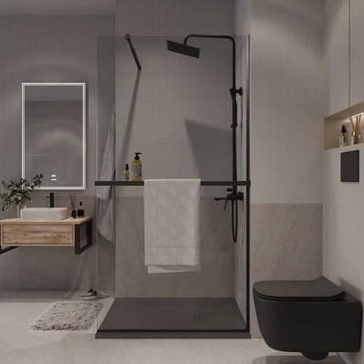 Душевая стенка Niagara NG-670-10ВLACK 100x195