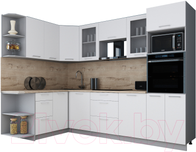 Кухонный гарнитур Интерлиния Мила Gloss 1.68x2.8 левая - фото