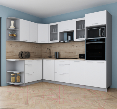 Кухонный гарнитур Интерлиния Мила Gloss 1.68x2.8 левая