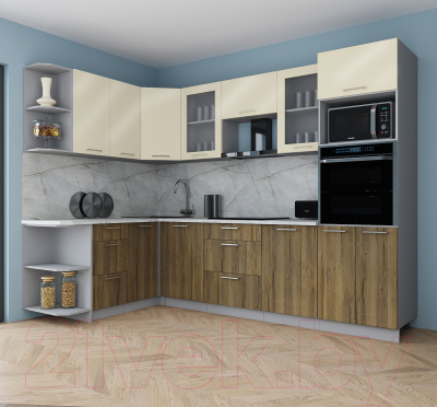 Кухонный гарнитур Интерлиния Мила Gloss 1.68x2.8 левая