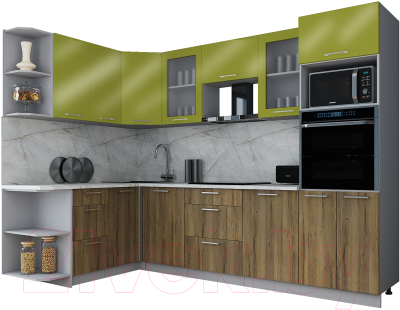 Кухонный гарнитур Интерлиния Мила Gloss 1.68x2.8 левая - фото