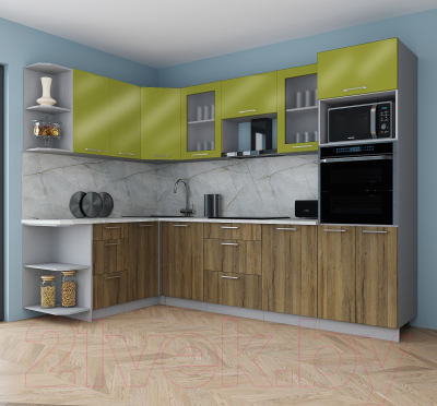 Кухонный гарнитур Интерлиния Мила Gloss 1.68x2.8 левая