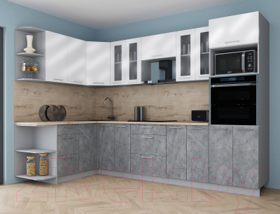 Кухонный гарнитур Интерлиния Мила Gloss 1.68x3.0 левая