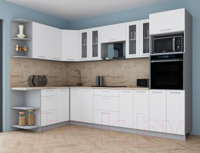 Кухонный гарнитур Интерлиния Мила Gloss 1.68x3.0 левая