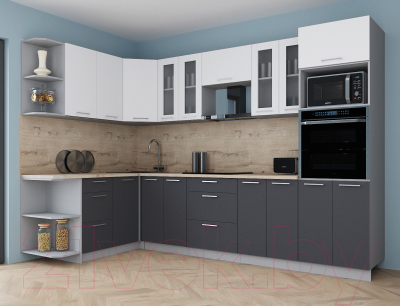 Кухонный гарнитур Интерлиния Мила Gloss 1.68x3.0 левая