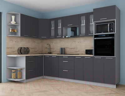 Кухонный гарнитур Интерлиния Мила Gloss 1.68x3.0 левая