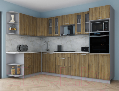 Кухонный гарнитур Интерлиния Мила Gloss 1.68x3.0 левая