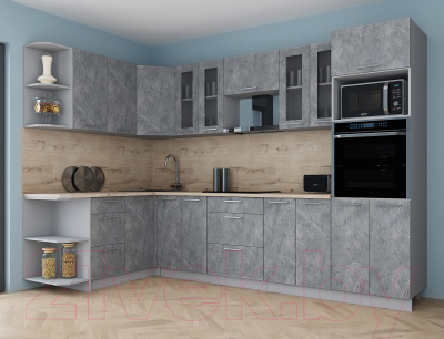 Кухонный гарнитур Интерлиния Мила Gloss 1.68x3.0 левая