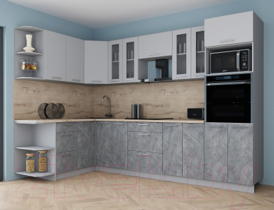 Кухонный гарнитур Интерлиния Мила Gloss 1.68x3.0 левая