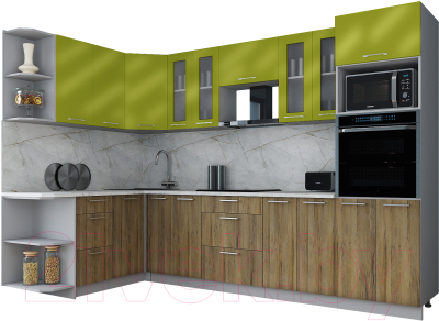 Кухонный гарнитур Интерлиния Мила Gloss 1.68x3.0 левая - фото