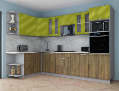 Кухонный гарнитур Интерлиния Мила Gloss 1.68x3.0 левая