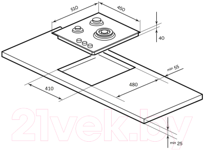 Газовая варочная панель Akpo PGA 453 FGC BL