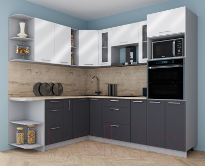 Готовая кухня Интерлиния Мила Gloss 1.88x2.4 левая
