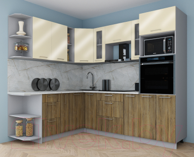 Готовая кухня Интерлиния Мила Gloss 1.88x2.4 левая