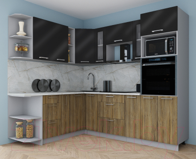 Готовая кухня Интерлиния Мила Gloss 1.88x2.4 левая