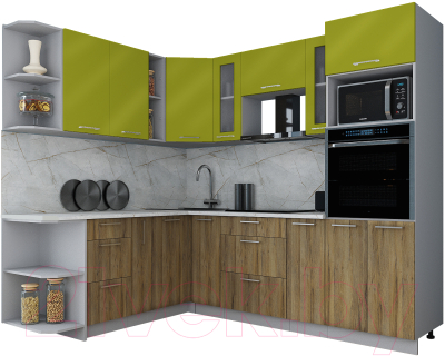 Готовая кухня Интерлиния Мила Gloss 1.88x2.4 левая - фото