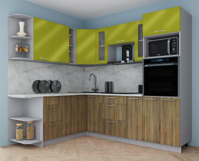 Готовая кухня Интерлиния Мила Gloss 1.88x2.4 левая