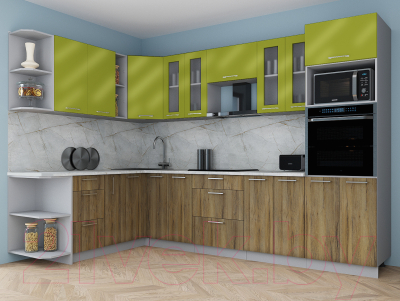 Кухонный гарнитур Интерлиния Мила Gloss 1.88x3.0 левая