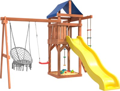 Игровой комплекс National Tree Company С качелями лодочка и плетеным креслом IgroWoods / ДП-2 - фото