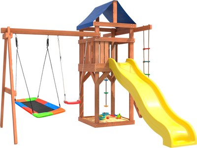 Игровой комплекс National Tree Company Качели лодочка и прямоугольное гнездо Лодка IgroWoods ДП-9 - фото