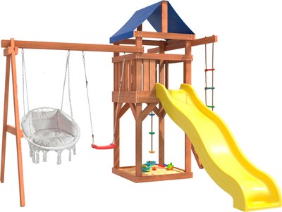 Игровой комплекс National Tree Company Качели лодочка и подвесное кресло с подушкой IgroWoods ДП-10 - фото