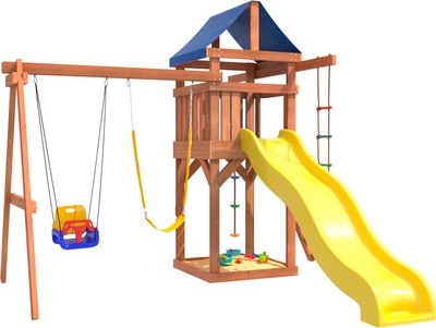 Игровой комплекс National Tree Company С качелями 3 в 1 и гибкими подвесными IgroWoods ДП-15 - фото