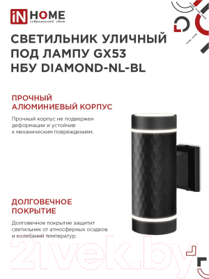 Бра уличное INhome DIAMOND-2xGX53-NL-BL / 4690612051635