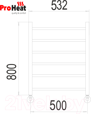 Полотенцесушитель водяной ProHeat Quadro 50х80