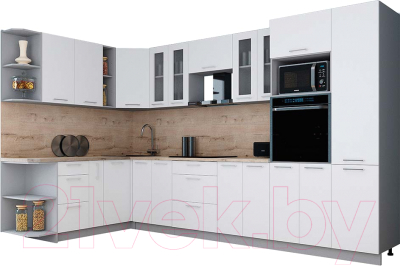 Кухонный гарнитур Интерлиния Мила Gloss 1.88x3.4 левая - фото