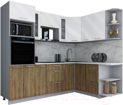 Кухонный гарнитур Интерлиния Мила Gloss 1.68x2.4 правая - фото