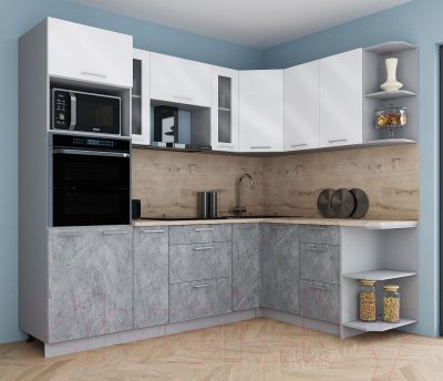 Кухонный гарнитур Интерлиния Мила Gloss 1.68x2.4 правая