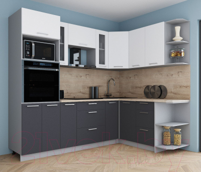 Кухонный гарнитур Интерлиния Мила Gloss 1.68x2.4 правая