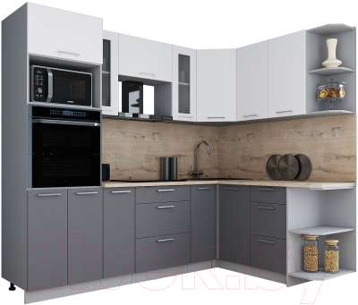 Кухонный гарнитур Интерлиния Мила Gloss 1.68x2.4 правая - фото