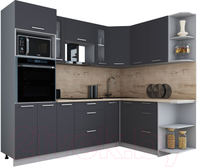 Кухонный гарнитур Интерлиния Мила Gloss 1.68x2.4 правая - фото