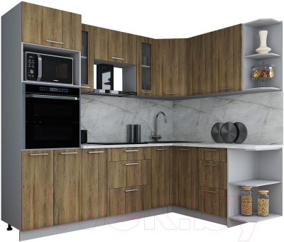 Кухонный гарнитур Интерлиния Мила Gloss 1.68x2.4 правая - фото