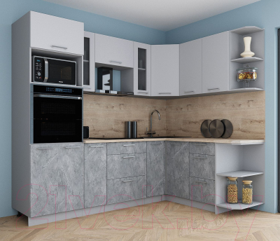 Кухонный гарнитур Интерлиния Мила Gloss 1.68x2.4 правая