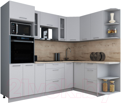 Кухонный гарнитур Интерлиния Мила Gloss 1.68x2.4 правая - фото
