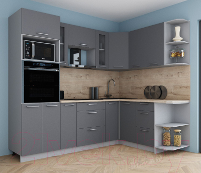 Кухонный гарнитур Интерлиния Мила Gloss 1.68x2.4 правая