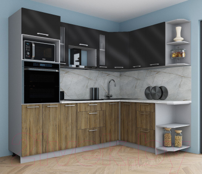 Кухонный гарнитур Интерлиния Мила Gloss 1.68x2.4 правая