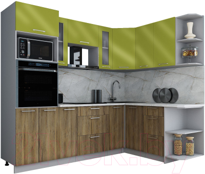 Кухонный гарнитур Интерлиния Мила Gloss 1.68x2.4 правая - фото