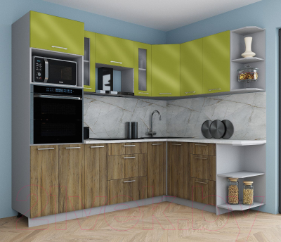 Кухонный гарнитур Интерлиния Мила Gloss 1.68x2.4 правая