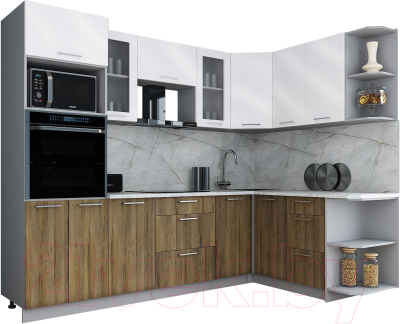 Кухонный гарнитур Интерлиния Мила Gloss 1.68x2.6 правая - фото