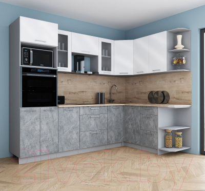 Кухонный гарнитур Интерлиния Мила Gloss 1.68x2.6 правая