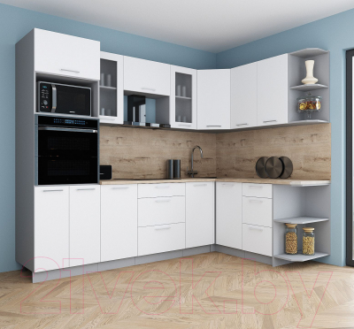 Кухонный гарнитур Интерлиния Мила Gloss 1.68x2.6 правая