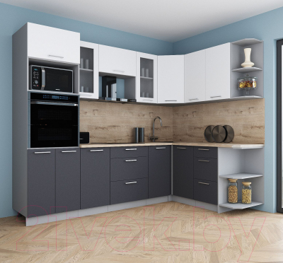 Кухонный гарнитур Интерлиния Мила Gloss 1.68x2.6 правая