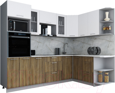 Кухонный гарнитур Интерлиния Мила Gloss 1.68x2.6 правая - фото